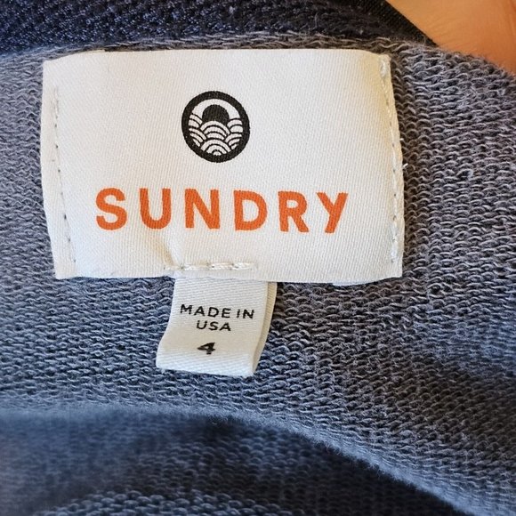 Sundry XL 4 Blue Black Camo Print Off Shoulder Cozy Pullover Sweatshirt Oversize - Picture 6 of 9